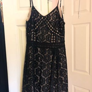 black lace overlay dress